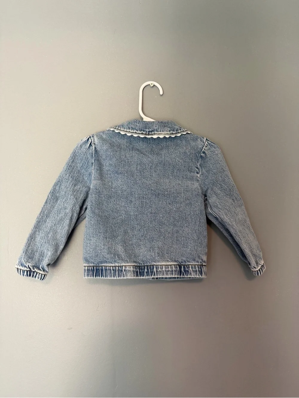 Cat & Jack Light Blue Denim Jacket with Ruffled Peter Pan Collar